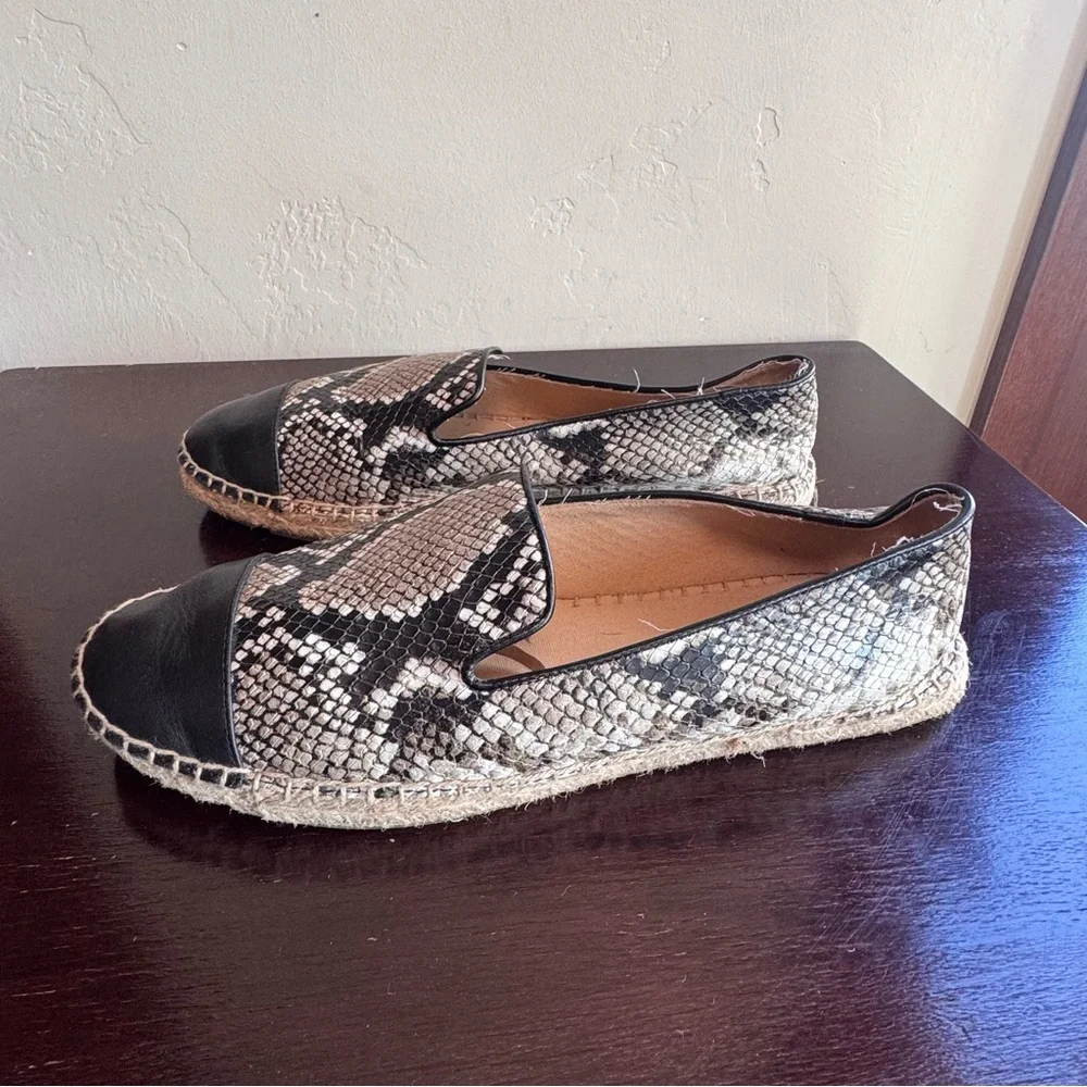 Talbots Snakeskin Patterned Espadrilles with Black Toe Cap Accents